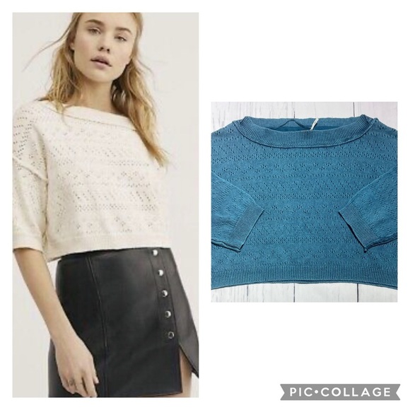 Free People Sand Castle Crop Sweater - Picture 1 of 5